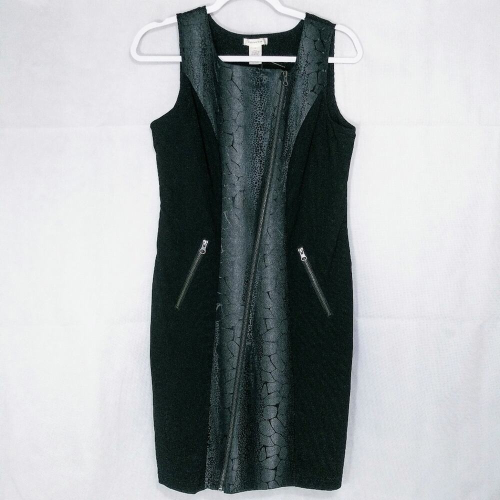 Dylan & Rose Black Crocodile Print Shift Dress Edgy Contemporary Size S